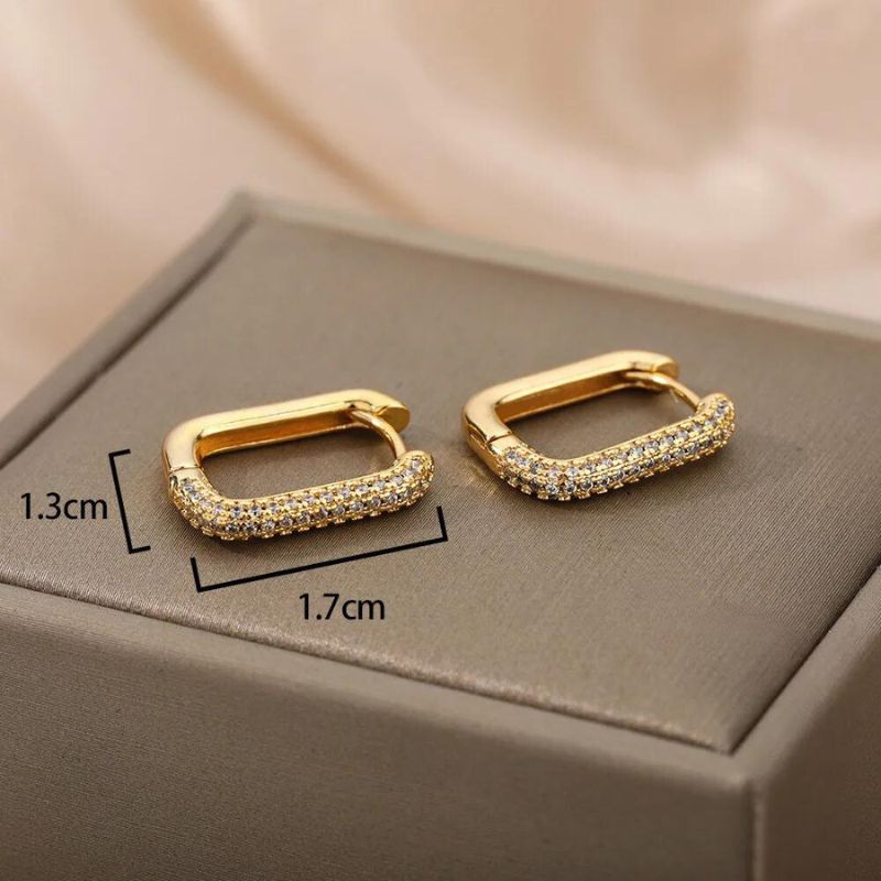 Elegante Creolen mit Zirkonia-Steinen, 18K vergoldet