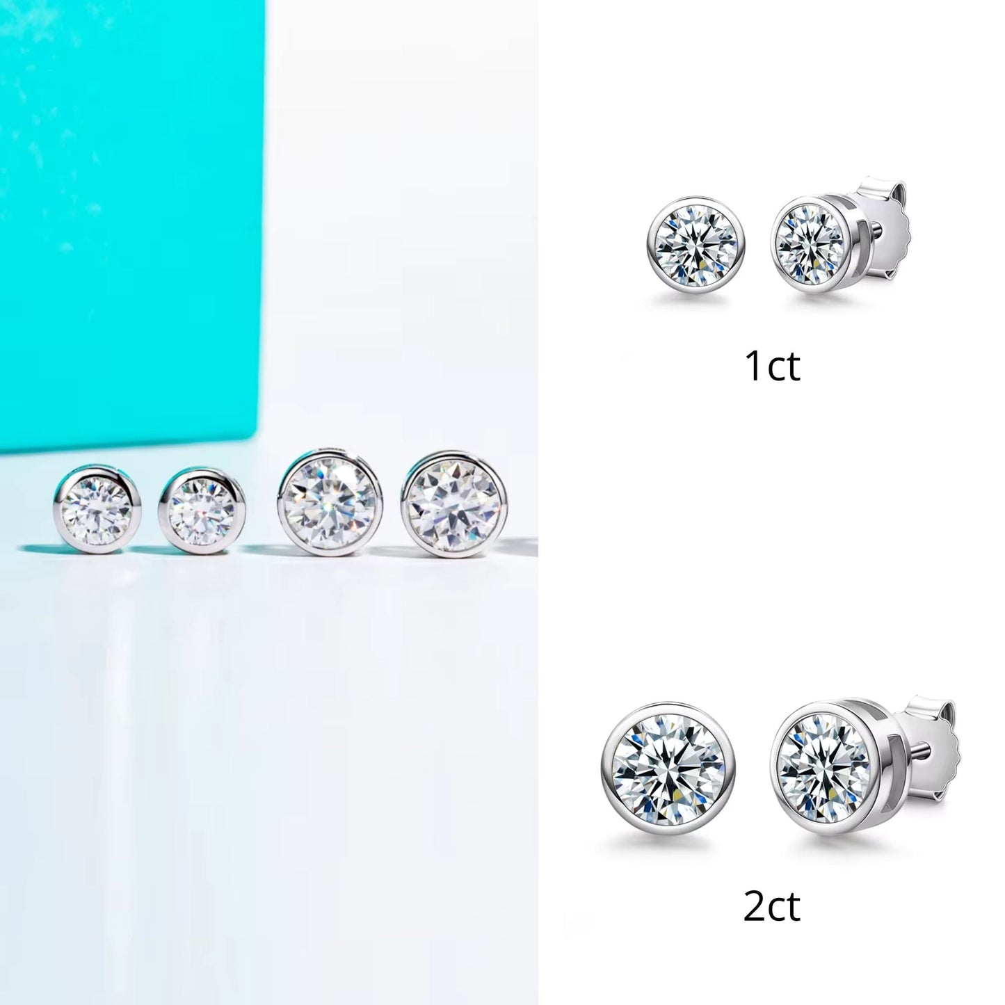 Solitärohrstecker aus 925er Silber mit Moissanit-Stein