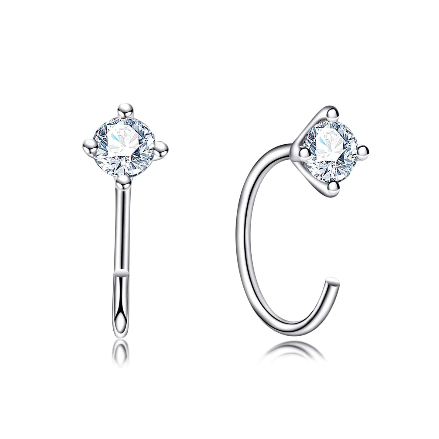 925er Silber-Creolen mit 4 mm Moissanit – minimalistisches Design