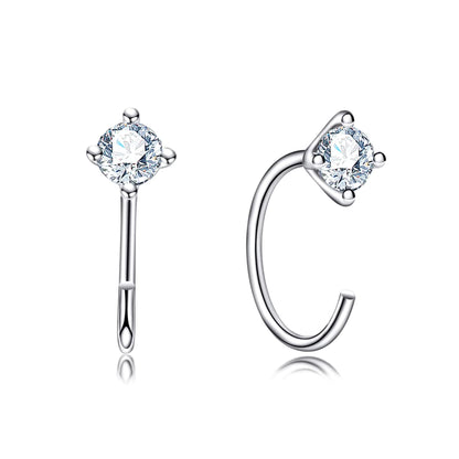 925er Silber-Creolen mit 4 mm Moissanit – minimalistisches Design