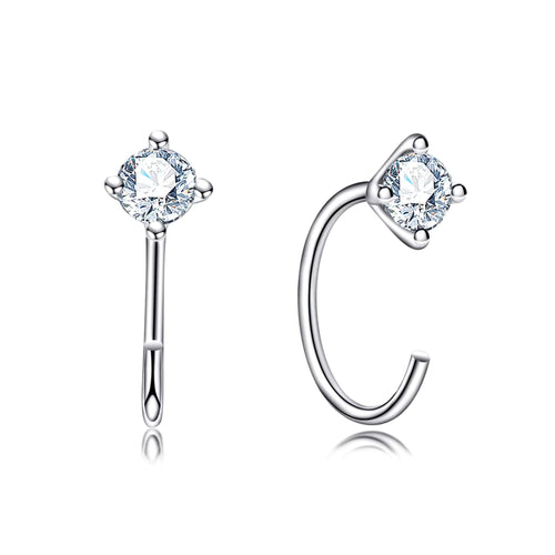 925er Silber-Creolen mit 4 mm Moissanit – minimalistisches Design