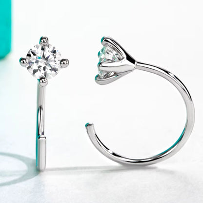 925er Silber-Creolen mit 4 mm Moissanit – minimalistisches Design