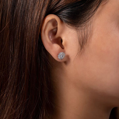 925er Silber Sonnenblumen-Ohrringe mit 1 Karat Moissanite