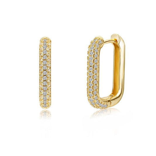 Elegante Creolen mit Zirkonia-Steinen, 18K vergoldet