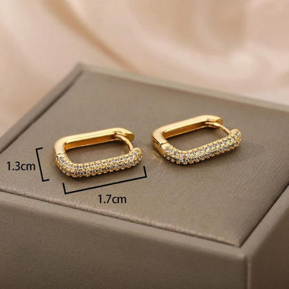 Elegante Creolen mit Zirkonia-Steinen, 18K vergoldet