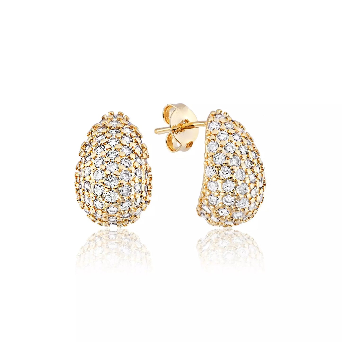 18K vergoldeter Tropfen-Ohrring mit Zirkonia-Besatz