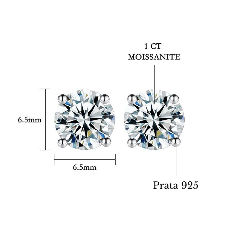 Moissanite Ohrstecker 1ct in 925er Silber, Lichtpunkt