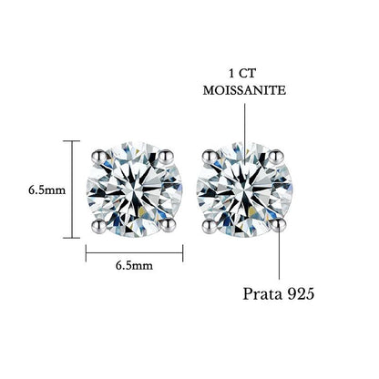 Moissanite Ohrstecker 1ct in 925er Silber, Lichtpunkt