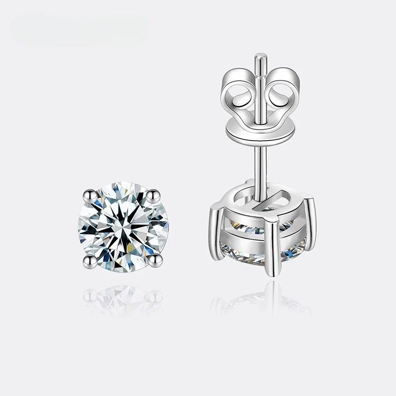 Moissanite Ohrstecker 1ct in 925er Silber, Lichtpunkt