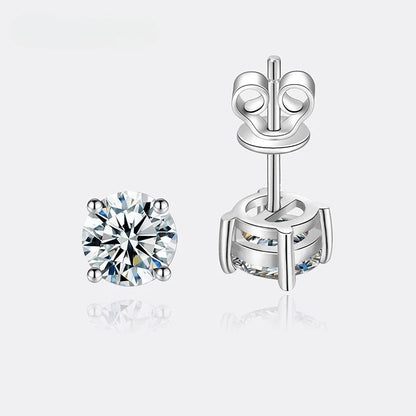 Moissanite Ohrstecker 1ct in 925er Silber, Lichtpunkt