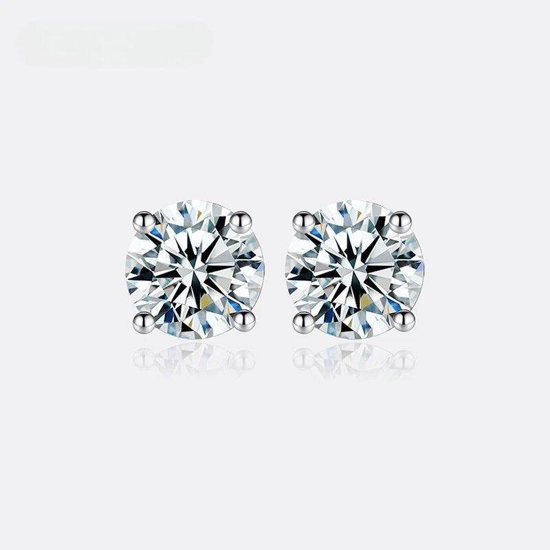 Moissanite Ohrstecker 1ct in 925er Silber, Lichtpunkt