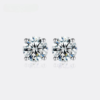 Moissanite Ohrstecker 1ct in 925er Silber, Lichtpunkt