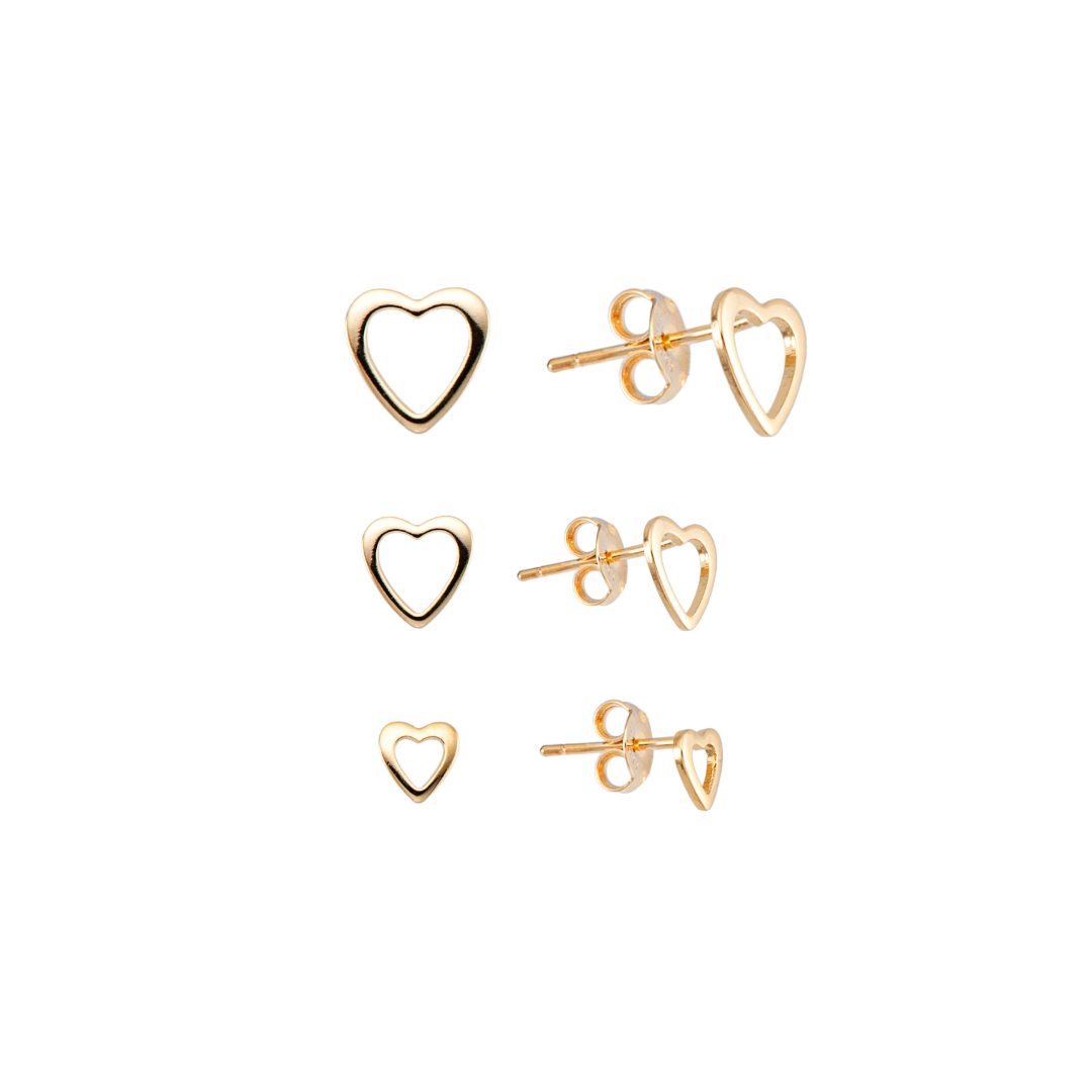 Trio-Herz-Ohrring mit 18k Gold beschichtet
