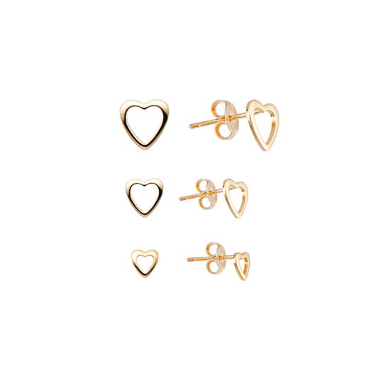 Trio-Herz-Ohrring mit 18k Gold beschichtet