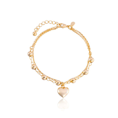 Zarte Herz-Armband mit Kugeln, vergoldet mit 18k Gold