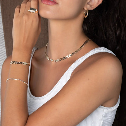 Riviera-Armband mit Zirkonien im Baguette-Schliff, vergoldet mit 18 Karat Gold