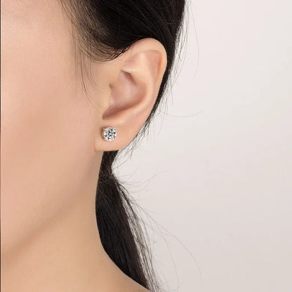 Moissanite Ohrstecker 1ct in 925er Silber, Lichtpunkt