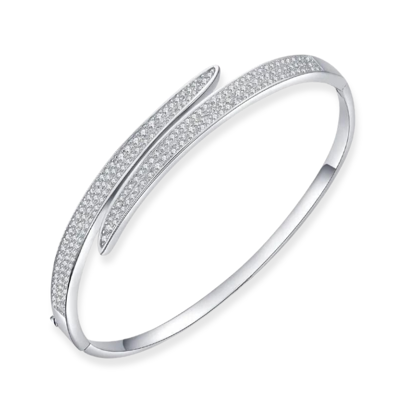 Armreif mit Zirkoniasteinen, vergoldet mit Weißgold