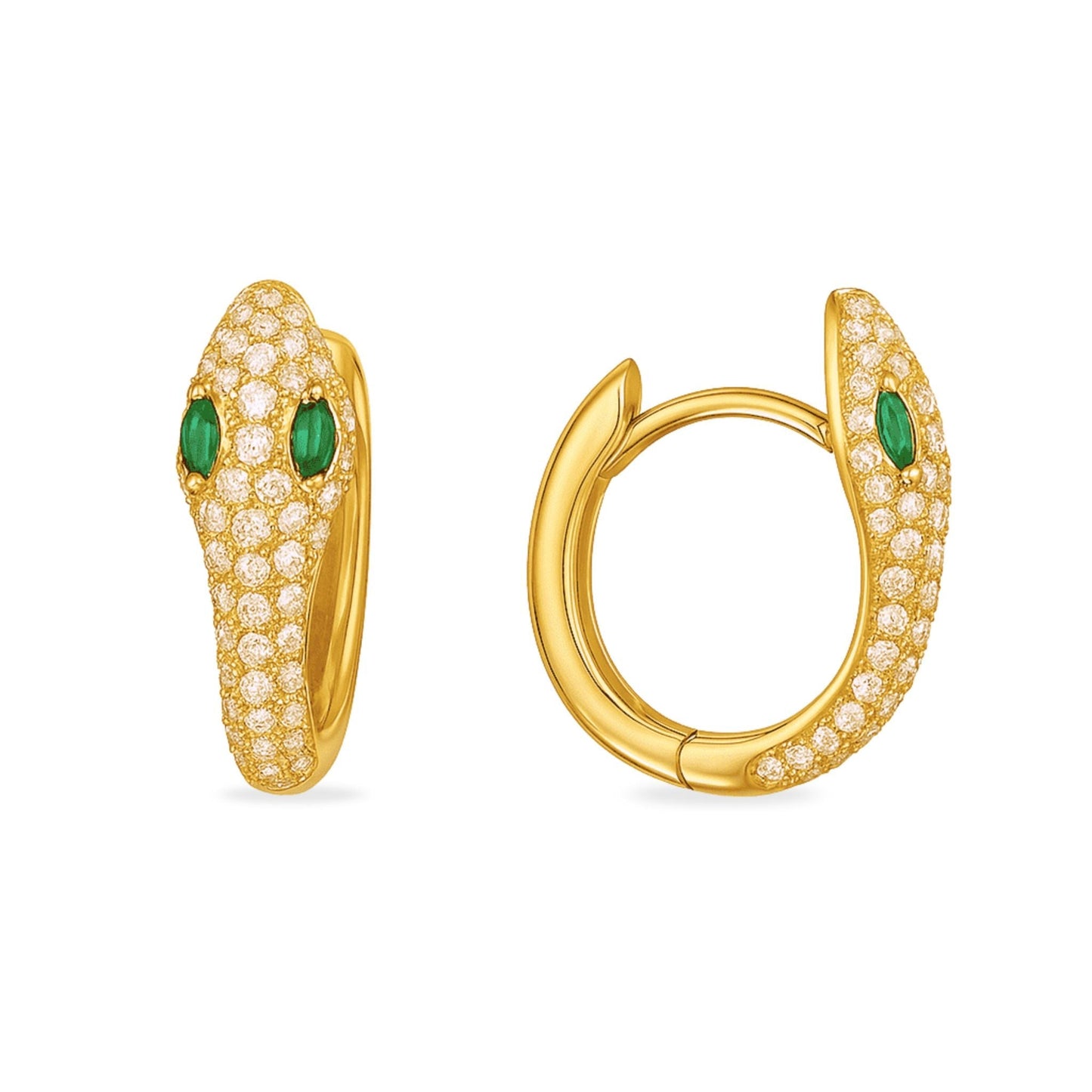 Elegante Creolen in Schlangenform mit Zirkonia, 18 Karat vergoldet