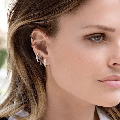 Elegante Creolen in Schlangenform mit Zirkonia, 18 Karat vergoldet