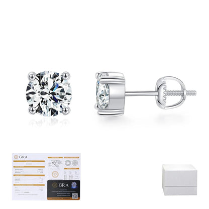 Brautohrring Moissanite 6,5mm 1ct aus 925er Silber