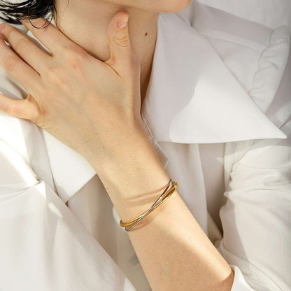 Cuff-Armreif Double, vergoldet mit 18 Karat Gold