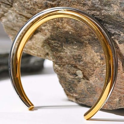 Cuff-Armreif Double, vergoldet mit 18 Karat Gold
