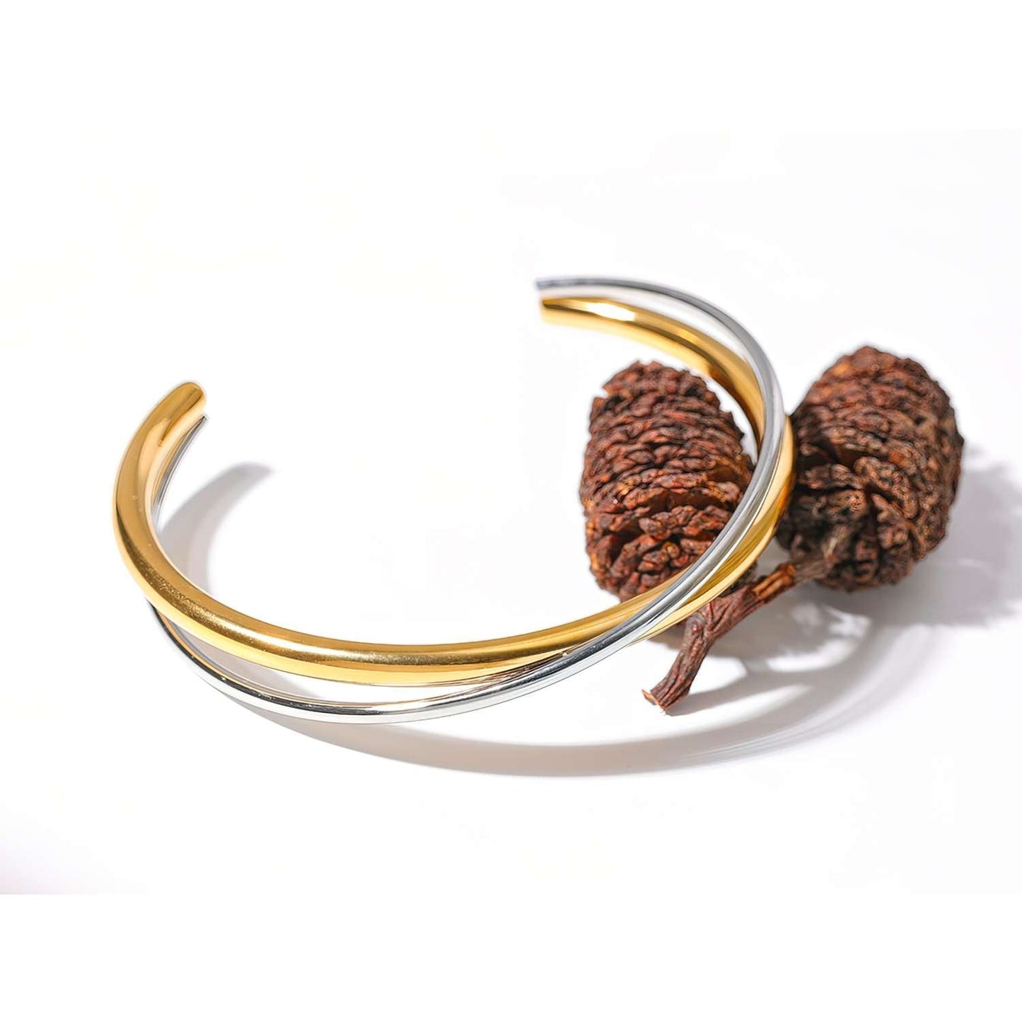 Cuff-Armreif Double, vergoldet mit 18 Karat Gold