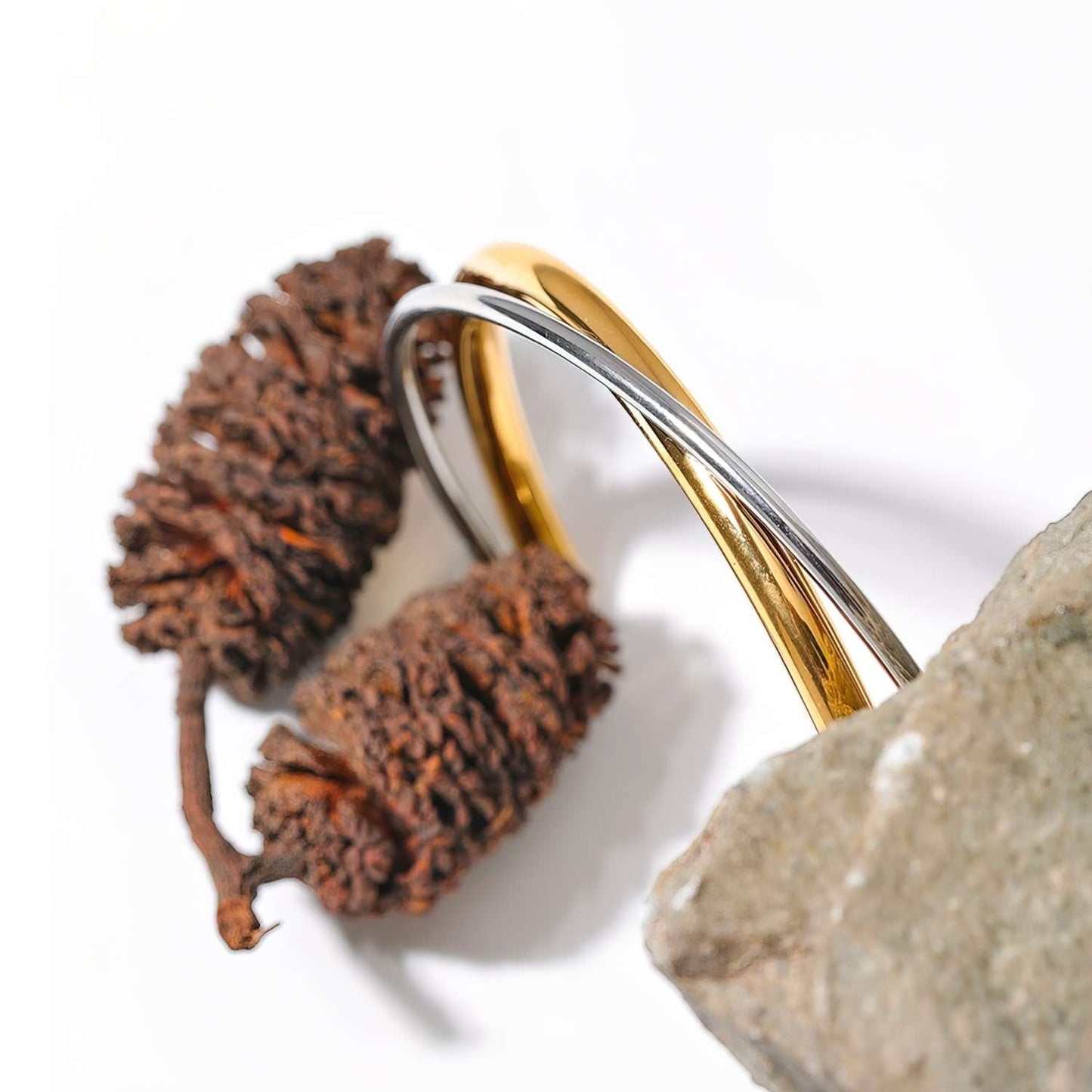 Cuff-Armreif Double, vergoldet mit 18 Karat Gold