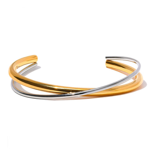 Cuff-Armreif Double, vergoldet mit 18 Karat Gold